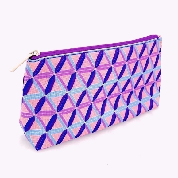 CLINIQUE Makeup Bag Colorful Geometric Print Cosmetics Bag Make up Travel Case - Picture 2 of 3